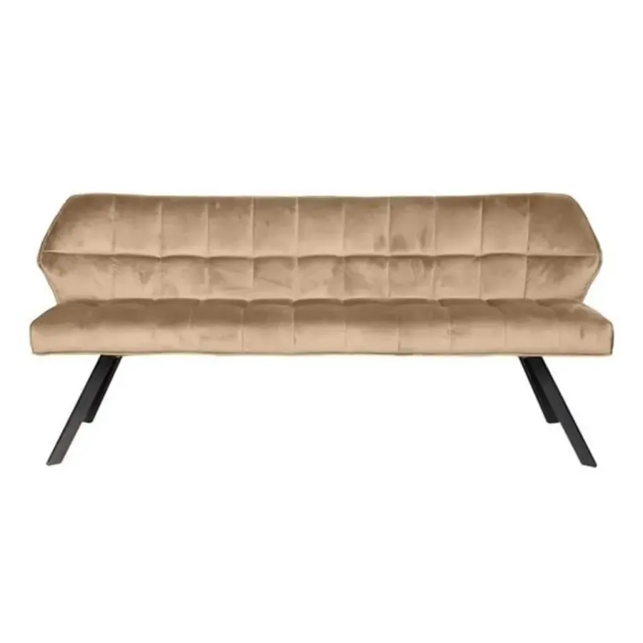 Eetkamerbanken-Dimehouse Eetkamerbank Lino Velvet Stof Champagne 180 cm Geblokt
