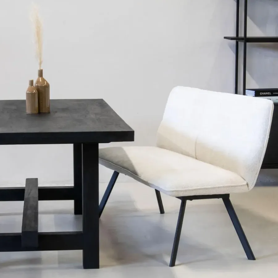 Eetkamerbanken-Giga Meubel Eetkamerbank Rechthoek - Beige Stof - 160x60x88cm - Harper