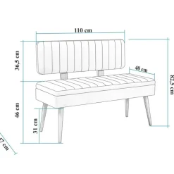 Eetkamerbanken-Emob Eetkamerbank Vina - 110x40x82cm - den/antraciet