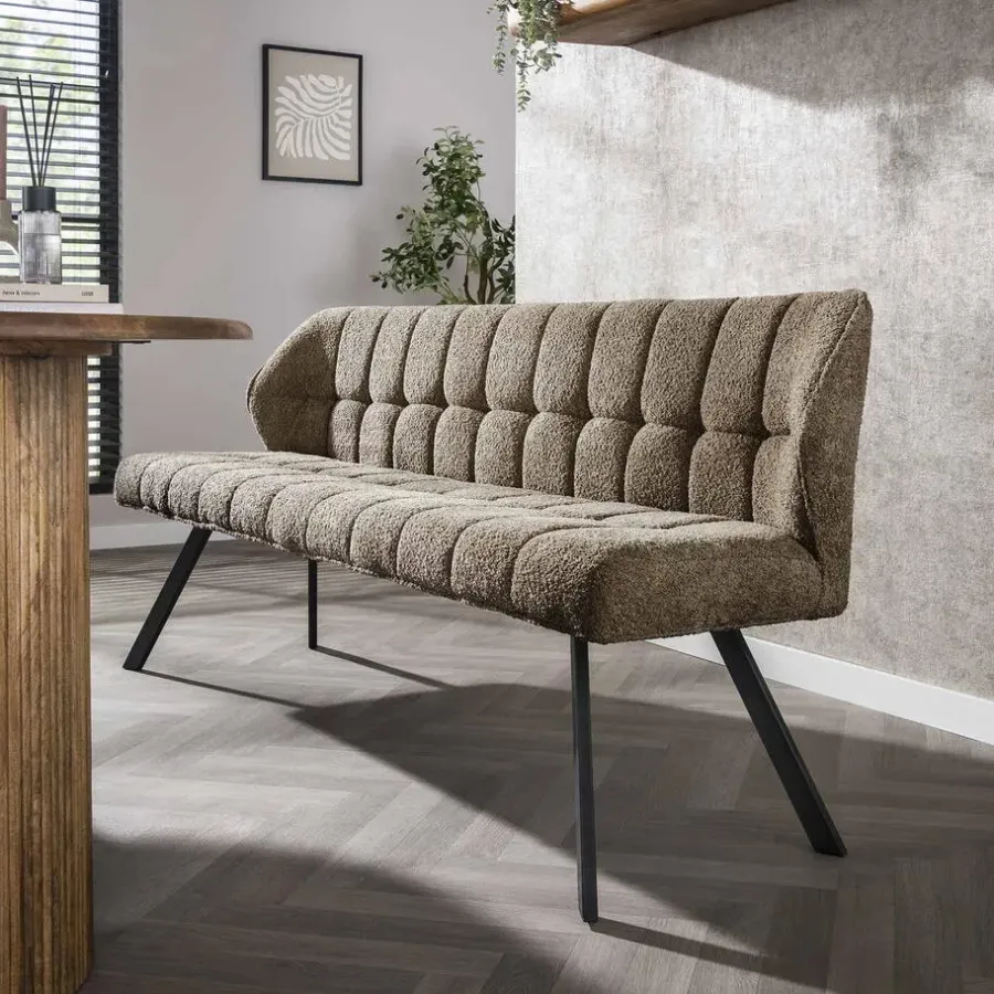 Giga Living Eetkamerbank 2,5-Zits - Bouclé Zand - 180x59x84cm - Raster