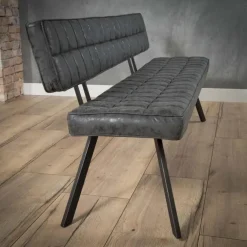 Giga Living Eetkamerbank Zwart Kunstleer - 180cm - Kruisstiksel