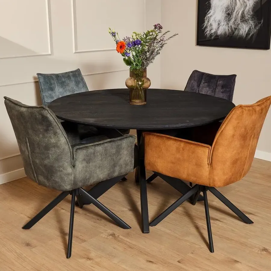 Eetkamerstoelen-StarFurn Eetkamerstoel Antraciet Velvet - Draaibaar - Dani - Set van 2