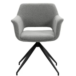 Eetkamerstoelen-Leen Bakker Eetkamerstoel Belle - stof - grijs