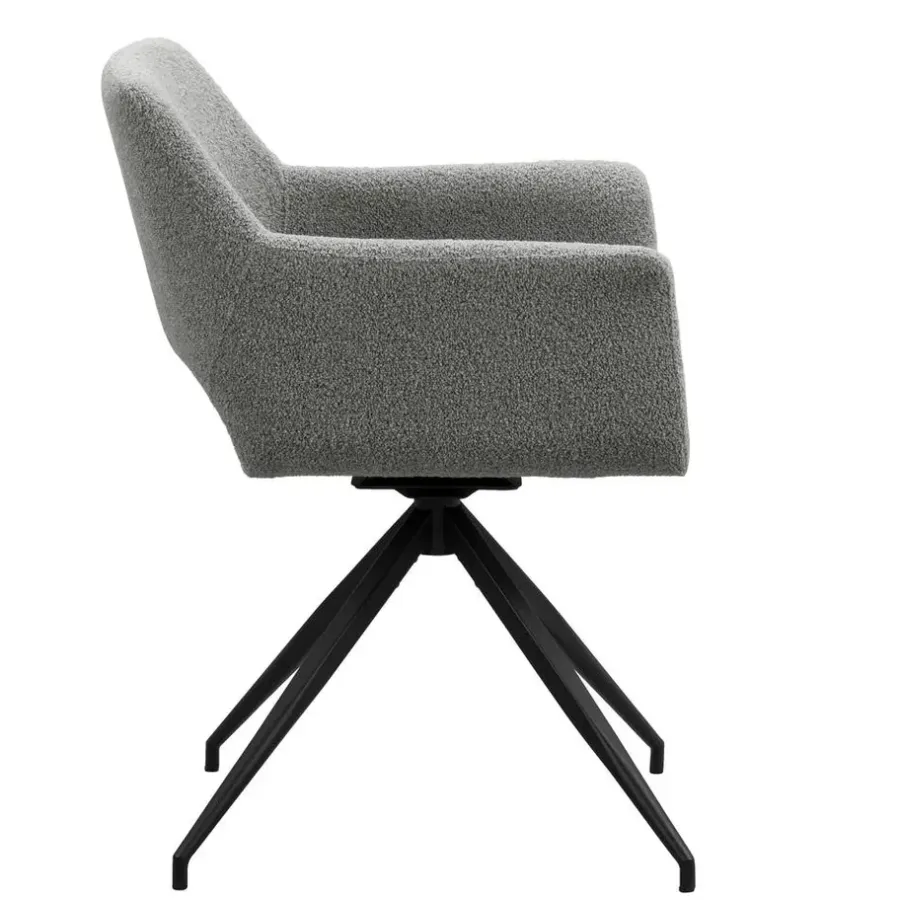 Eetkamerstoelen-Leen Bakker Eetkamerstoel Belle - stof - grijs