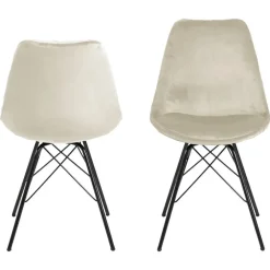 Leen Bakker Eetkamerstoel Bonn (2 stuks) - velvet - zand