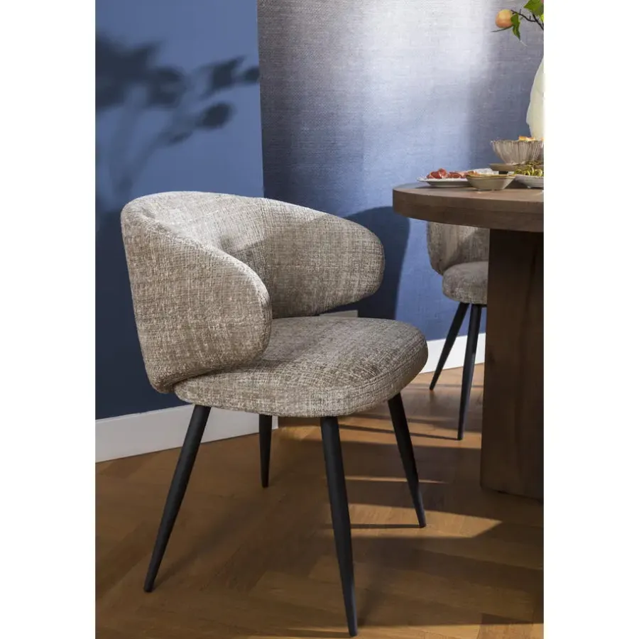 Eetkamerstoelen-Leen Bakker Eetkamerstoel Demi - beige