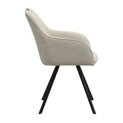 Eetkamerstoelen-Leen Bakker Eetkamerstoel Jesse met armleuning - bouclé - zand