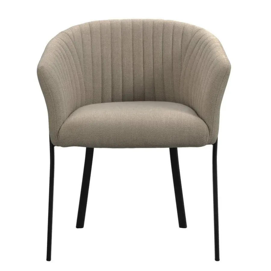 Eetkamerstoelen-Leen Bakker Eetkamerstoel Luigi - stof - zand
