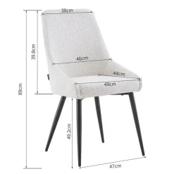 Eetkamerstoelen-Furnihaus Eetkamerstoel Oscar Beige Stof Set van 2