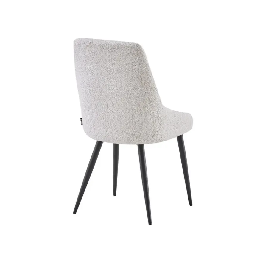 Eetkamerstoelen-Furnihaus Eetkamerstoel Oscar Beige Boucle Set van 2
