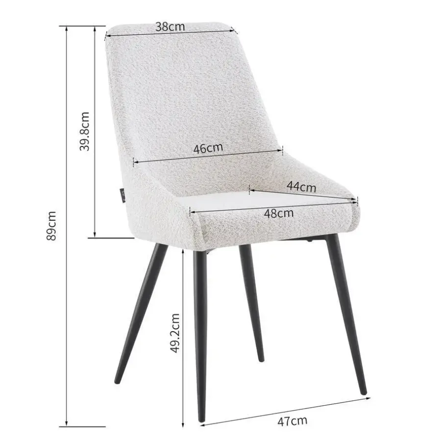 Eetkamerstoelen-Furnihaus Eetkamerstoel Oscar Beige Boucle Set van 2