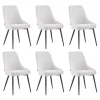 Eetkamerstoelen-Furnihaus Eetkamerstoel Oscar Beige Boucle Set van 6