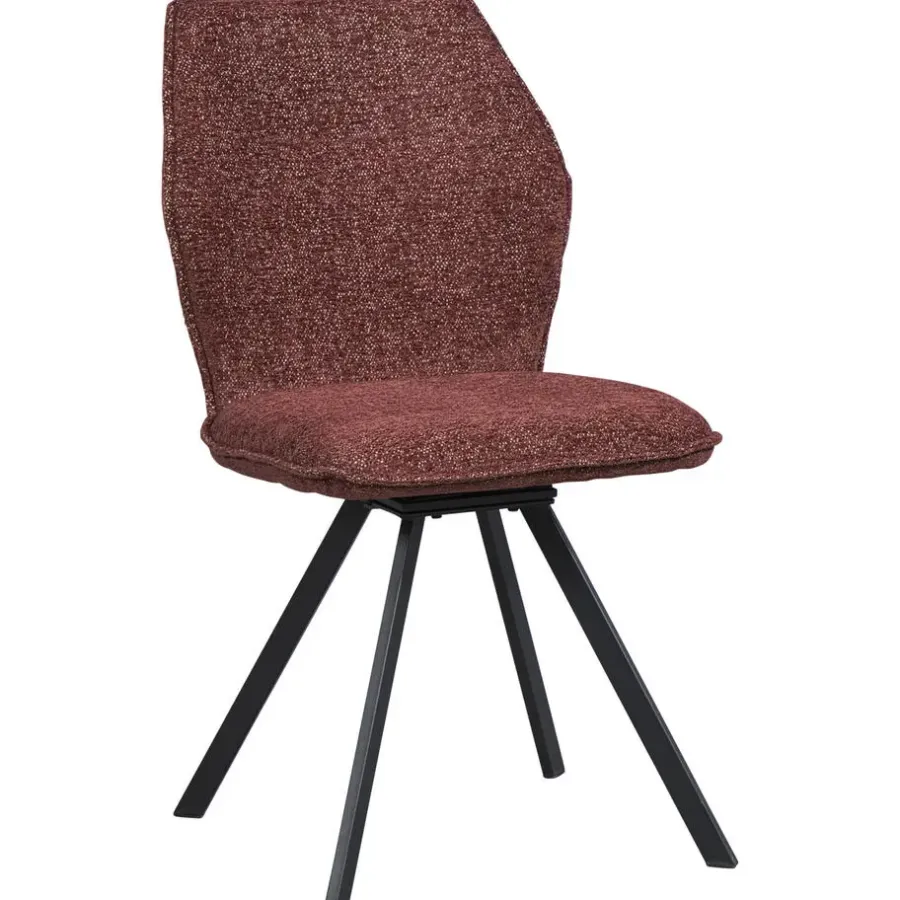 Eetkamerstoelen-Leen Bakker Eetkamerstoel Raffy - stof - wijnrood