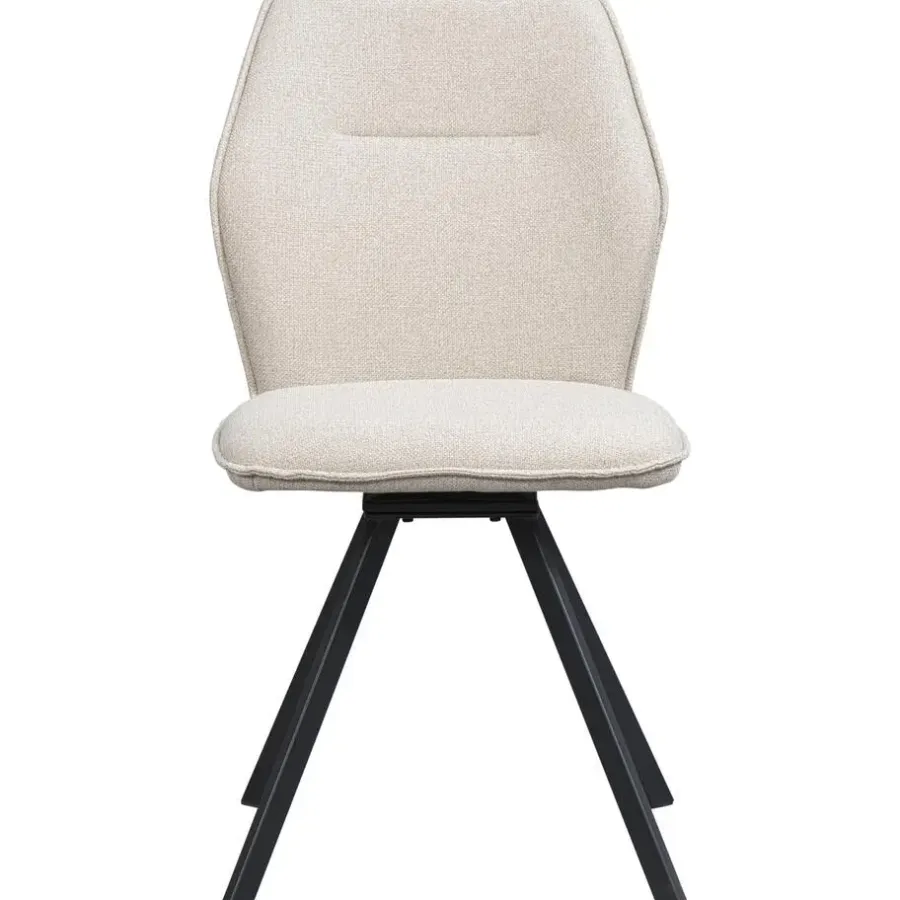 Eetkamerstoelen-Leen Bakker Eetkamerstoel Raffy - stof - beige