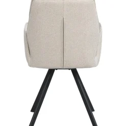 Eetkamerstoelen-Leen Bakker Eetkamerstoel Raffy met armleuning - stof - beige
