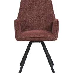 Eetkamerstoelen-Leen Bakker Eetkamerstoel Raffy met armleuning - stof - wijnrood