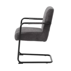 Eetkamerstoelen-Giga Living Eetkamerstoel Stof Donkergrijs - Incl. Armleuning - Trout - Set van 2