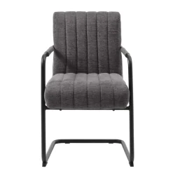 Eetkamerstoelen-Giga Living Eetkamerstoel Stof Donkergrijs - Incl. Armleuning - Trout - Set van 2