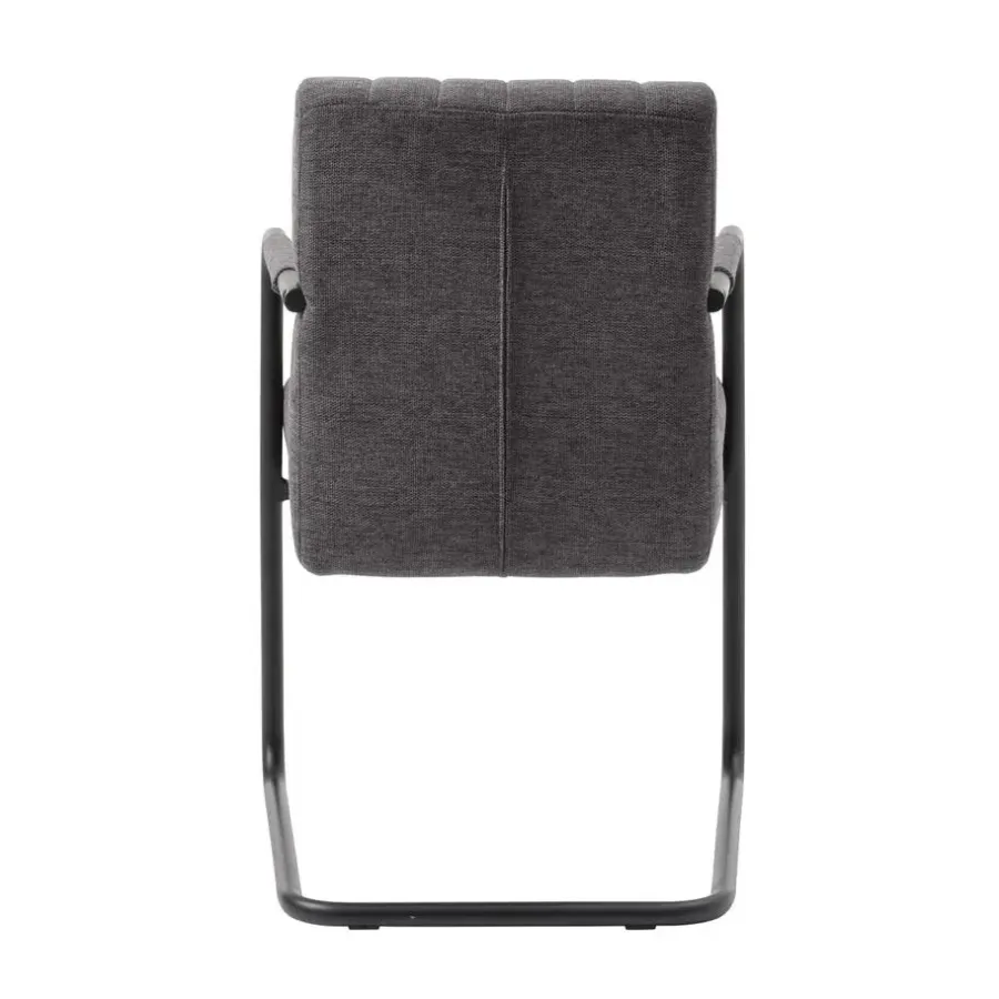 Eetkamerstoelen-Giga Living Eetkamerstoel Stof Donkergrijs - Incl. Armleuning - Trout - Set van 2