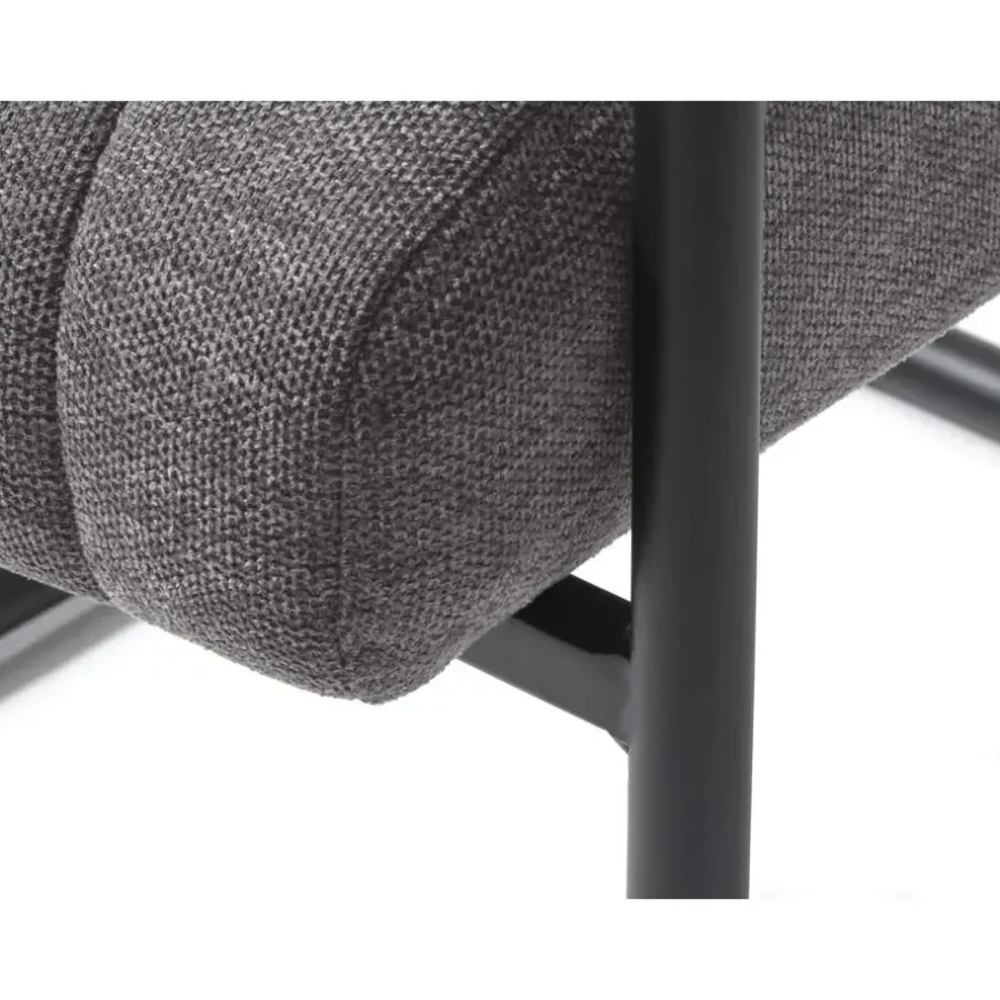 Eetkamerstoelen-Giga Living Eetkamerstoel Stof Donkergrijs - Incl. Armleuning - Trout - Set van 2