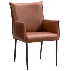 Eetkamerstoelen-Leen Bakker Eetkamerstoel Teun - cognac