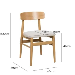 Giga Meubel Eetkamerstoel Walnoot Hout - 45x51x76cm - Zithoogte 47cm - Liza - Set van 2