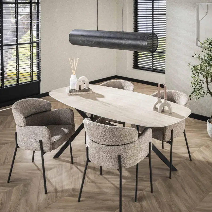 Giga Living Eetkamertafel Keramiek - 180x90x76cm - Deens Ovaal - Ceramic