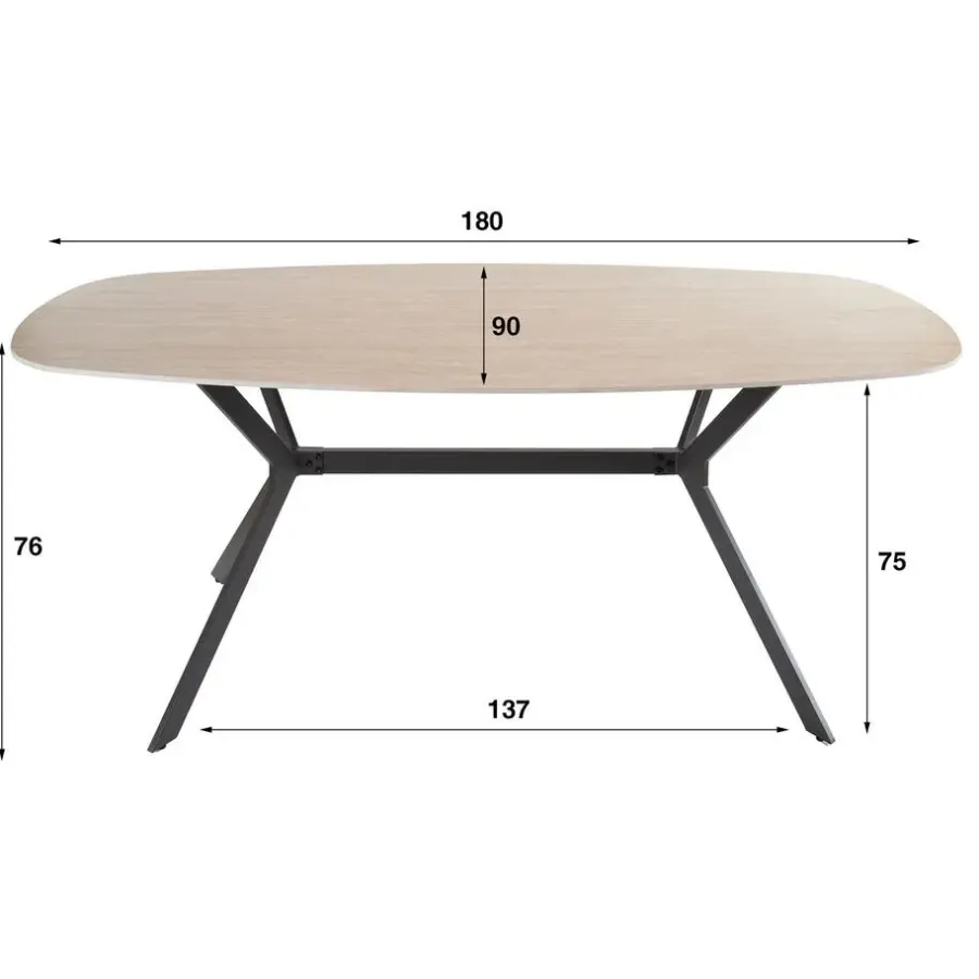 Giga Living Eetkamertafel Keramiek - 180x90x76cm - Deens Ovaal - Ceramic