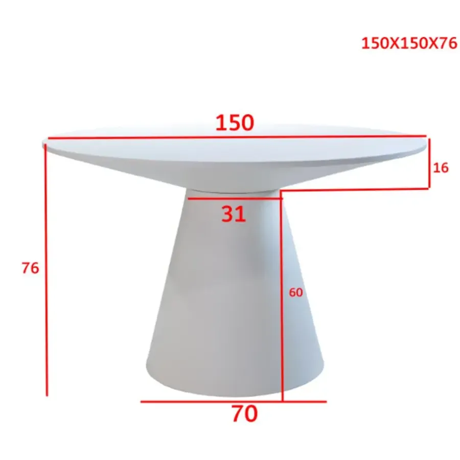 Ronde Eettafels-Giga Meubel Eetkamertafel Rond Beige - 150cm - Kolompoot