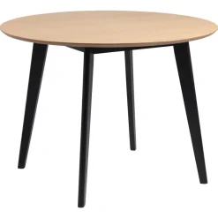 Houten Eettafels|Ronde Eettafels-Leen Bakker Eetkamertafel Roxy - eiken/zwart - 76xØ105 cm