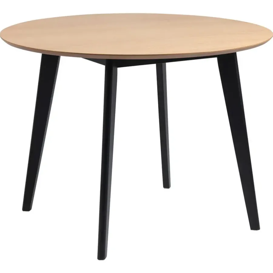 Houten Eettafels|Ronde Eettafels-Leen Bakker Eetkamertafel Roxy - eiken/zwart - 76xØ105 cm