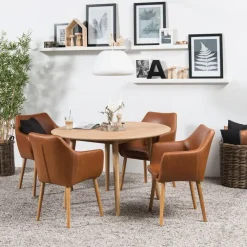 Leen Bakker Eetkamertafel Ulfborg - eikenkleur - Ø120x75 cm