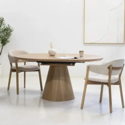 Giga Meubel Eettafel - Naturel - Uitschuifbaar - Ø120/160cm - Sivan