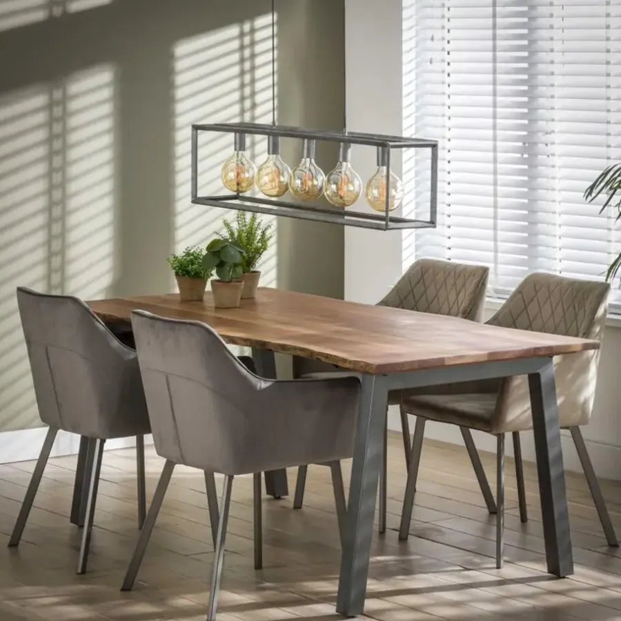 Giga Living Eettafel Acaciahout - 180cm - Stalen Onderstel - Rechthoek