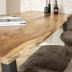 Giga Living Eettafel Acaciahout - 180cm - Stalen Onderstel - Rechthoek