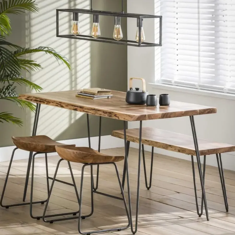 Giga Living Eettafel Acaciahout 130x70x77cm - Tafel Edge