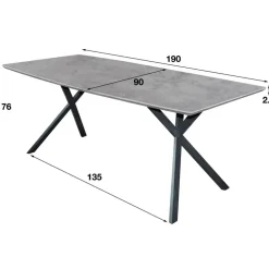Rechthoekige Eettafels|Industriële Eettafels-Giga Living Eettafel Betonlook - 190x90x76cm