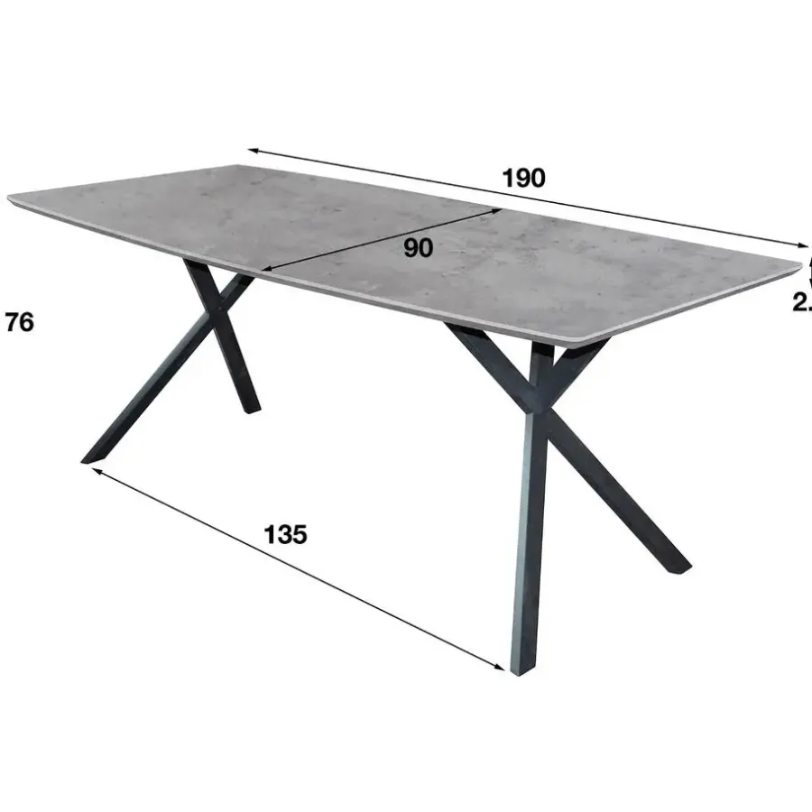 Rechthoekige Eettafels|Industriële Eettafels-Giga Living Eettafel Betonlook - 190x90x76cm