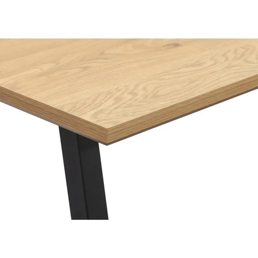 Leen Bakker Eettafel Brigitte rechthoekig - naturel/zwart - 200x100 cm