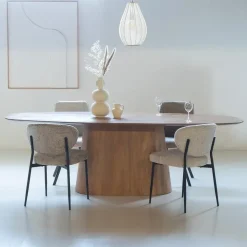 Giga Meubel Eettafel Deens Ovaal - Bruin Mangohout - 180x100x76cm - Stijn