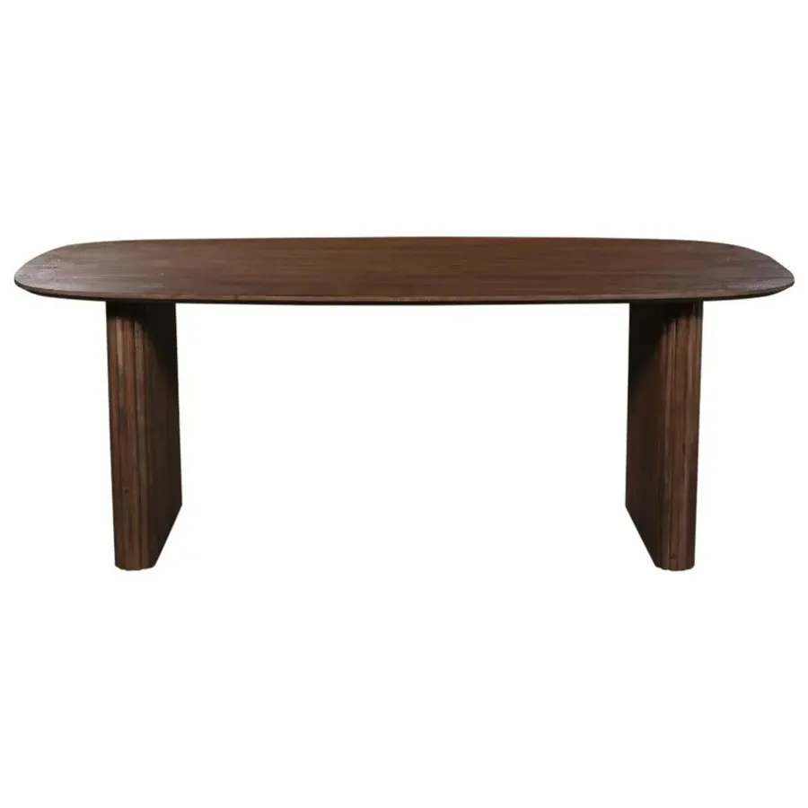 Giga Meubel Eettafel Deens Ovaal - Donkerbruin Mangohout - 200x100x75cm - Dai