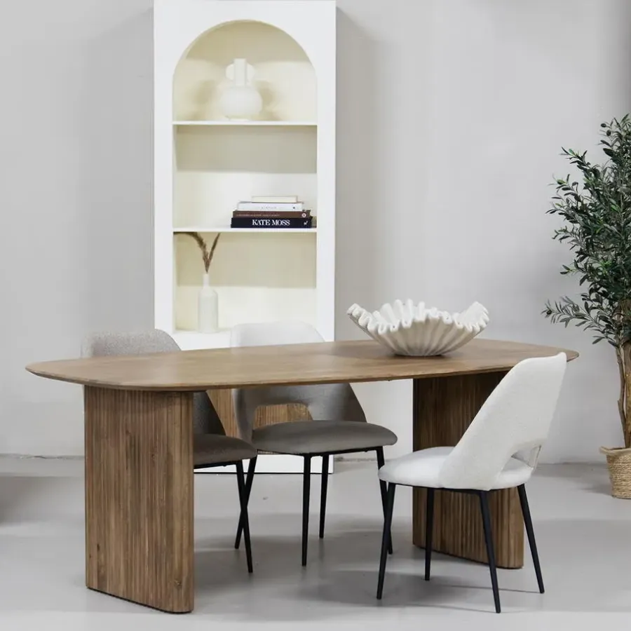 Giga Meubel Eettafel Deens Ovaal - Naturel Mangohout - 200x100x76cm - Juro