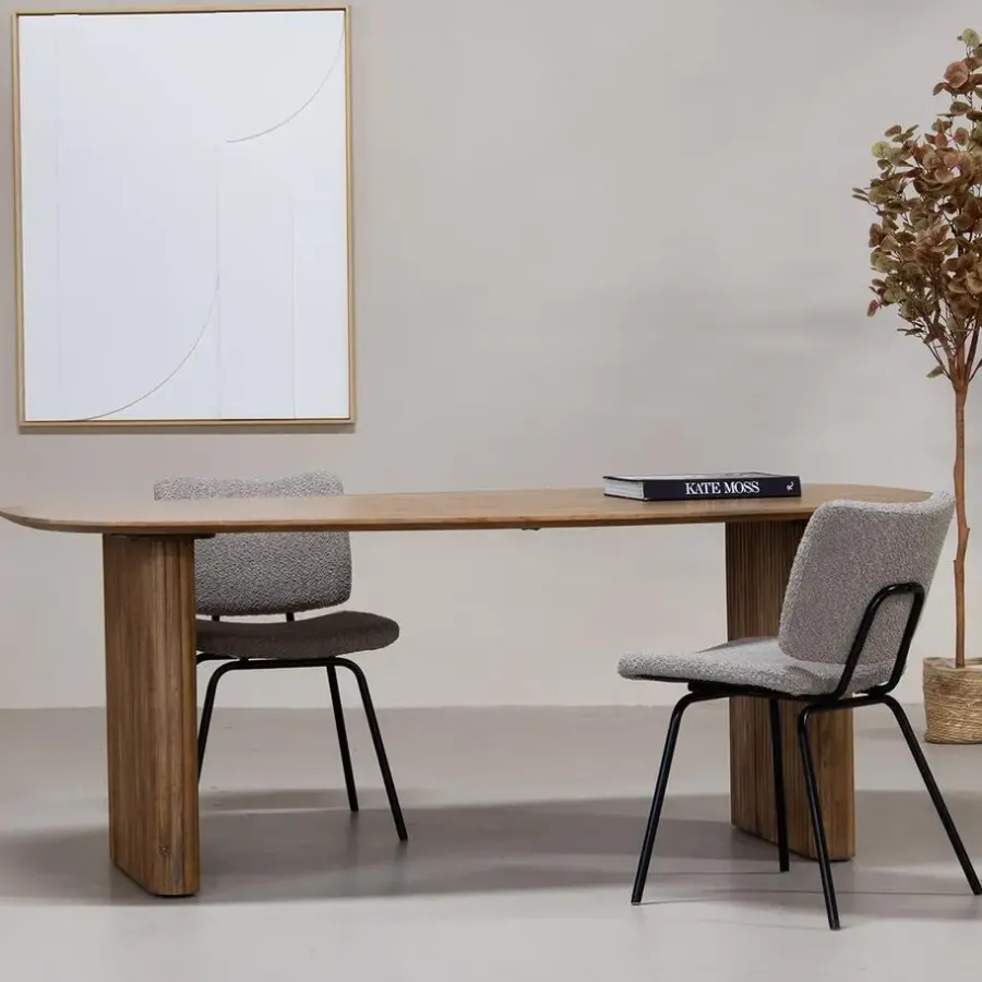 Giga Meubel Eettafel Deens Ovaal - Naturel Mangohout - 200x100x76cm - Juro
