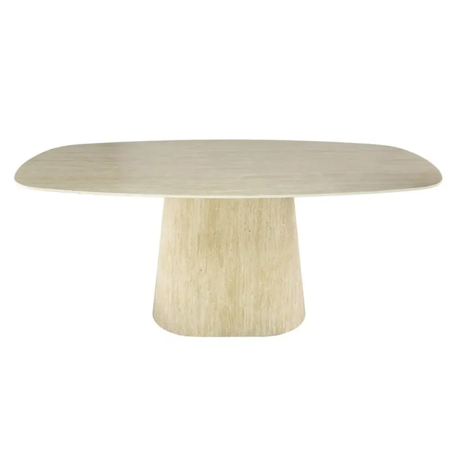 Ovale Eettafels-Giga Living Eettafel Deens Ovaal - Travertin - 180x90x76cm - Centro