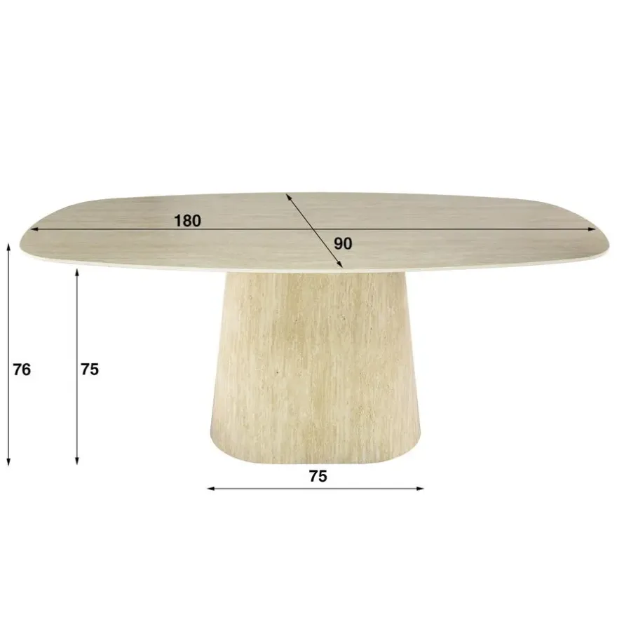 Ovale Eettafels-Giga Living Eettafel Deens Ovaal - Travertin - 180x90x76cm - Centro