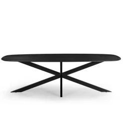 Ovale Eettafels-Giga Meubel Eettafel Deens Ovaal - Zwart - Mangohout - 240 cm - Tafel Jordan