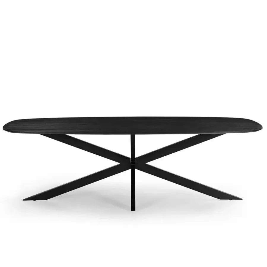 Ovale Eettafels-Giga Meubel Eettafel Deens Ovaal - Zwart - Mangohout - 240 cm - Tafel Jordan