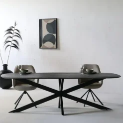 Ovale Eettafels-Giga Meubel Eettafel Deens Ovaal - Zwart - Mangohout - 240 cm - Tafel Jordan