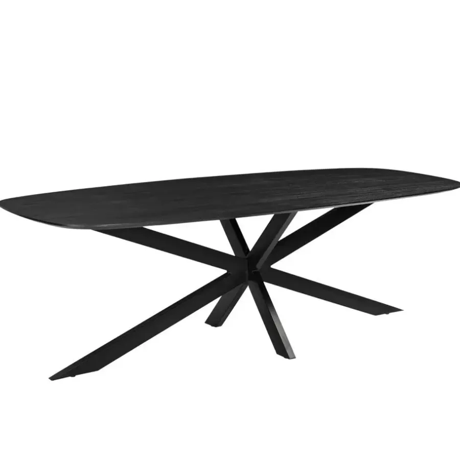 Ovale Eettafels-Giga Meubel Eettafel Deens Ovaal - Zwart - Mangohout - 240 cm - Tafel Jordan