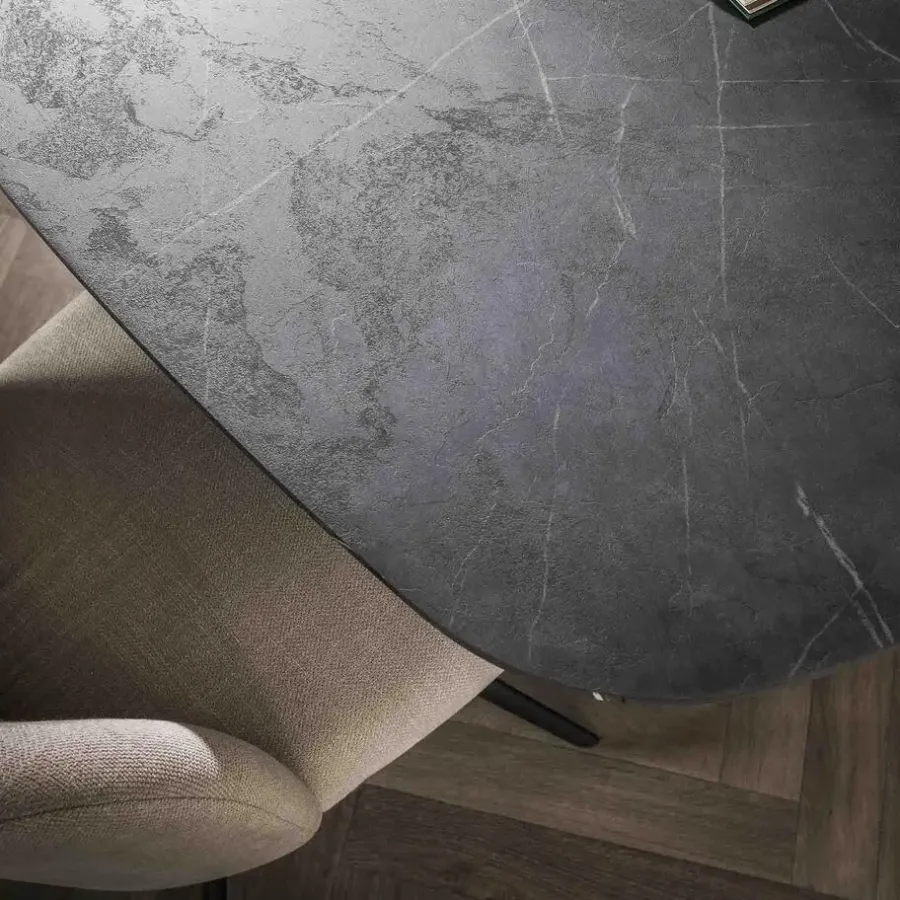 Giga Living Eettafel Deens Ovaal 215cm - Zwart Marmerlook - 6-8 Personen